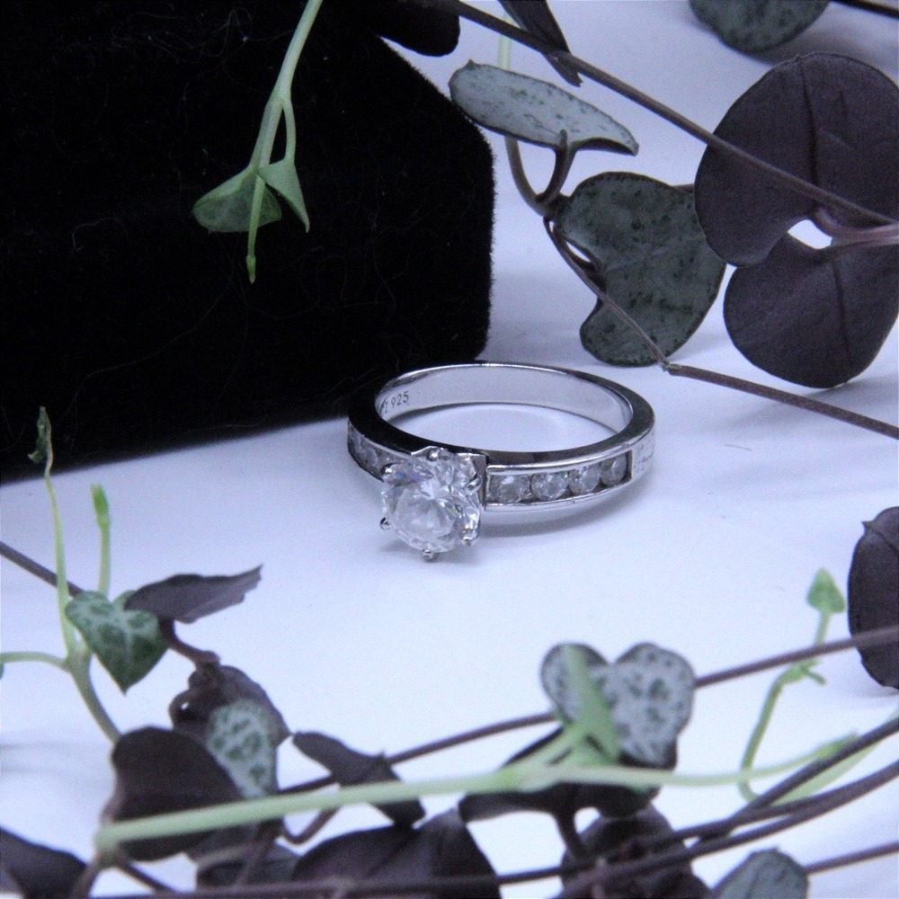 Sterling Silver 925 Round Cut CZ Channel Set Engagement Ring Size 7.25
